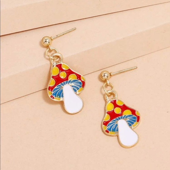 Jewelry - Retro Psychedelic Mushroom Drop Earrings
